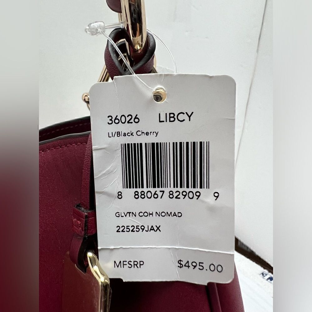 🔥🎁NWT! Coach NOMAD Burnished Leather Hobo Handbag Black Cherry Msrp:$495.00 - Picture 13 of 13